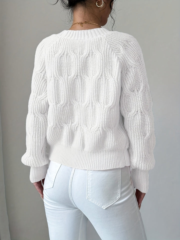 Women Cable Knit Bow Detail Cardigan Long Sleeve