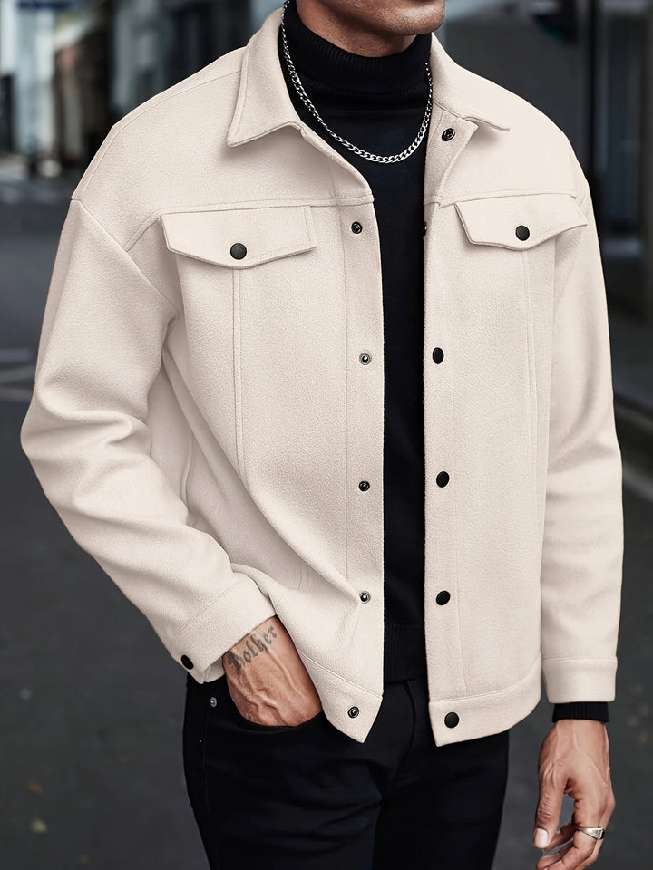 Mens Snap Button Trucker Jacket Relaxed Fit