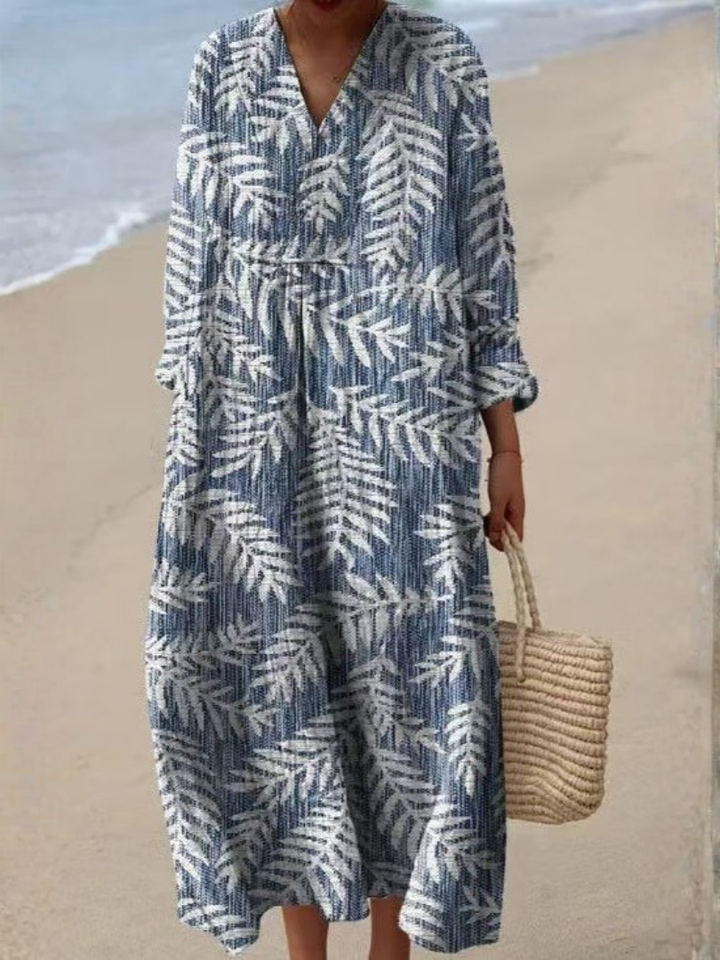 Floral Midi Dress Short Sleeve Relaxed Fit Women