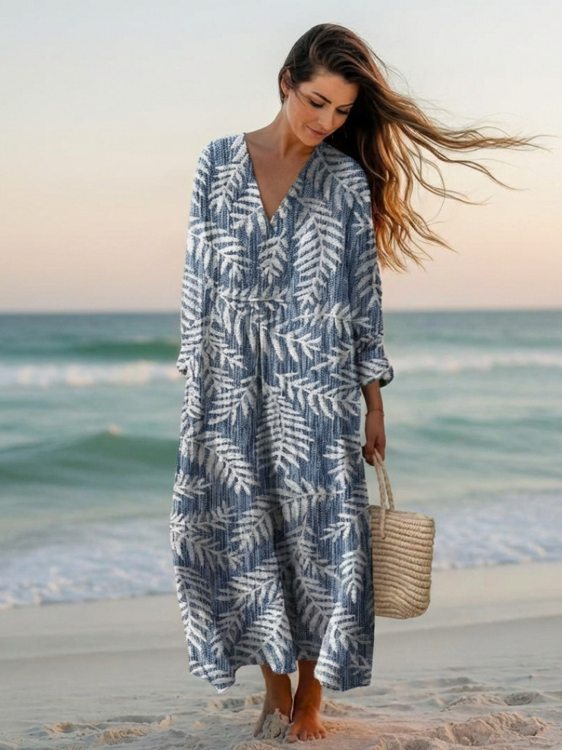 Floral Midi Dress Short Sleeve Relaxed Fit Women