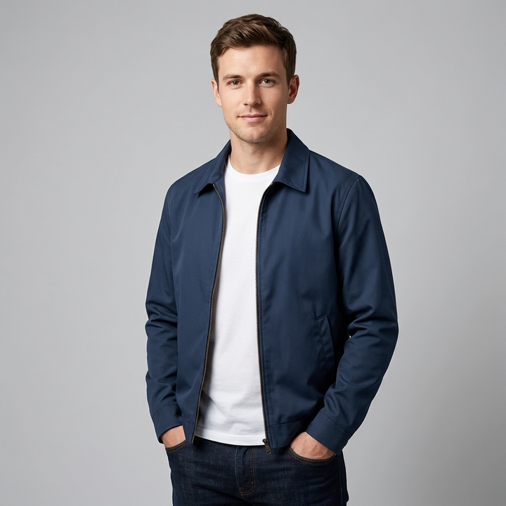 Mens Lined Zip Up Jacket Sharp Cut Low Bulk