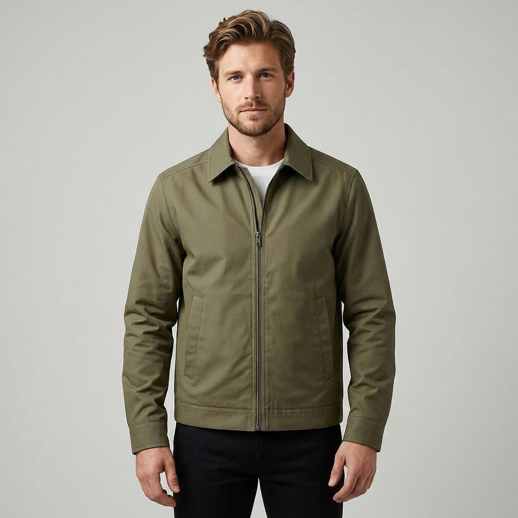 Mens Lined Zip Up Jacket Sharp Cut Low Bulk