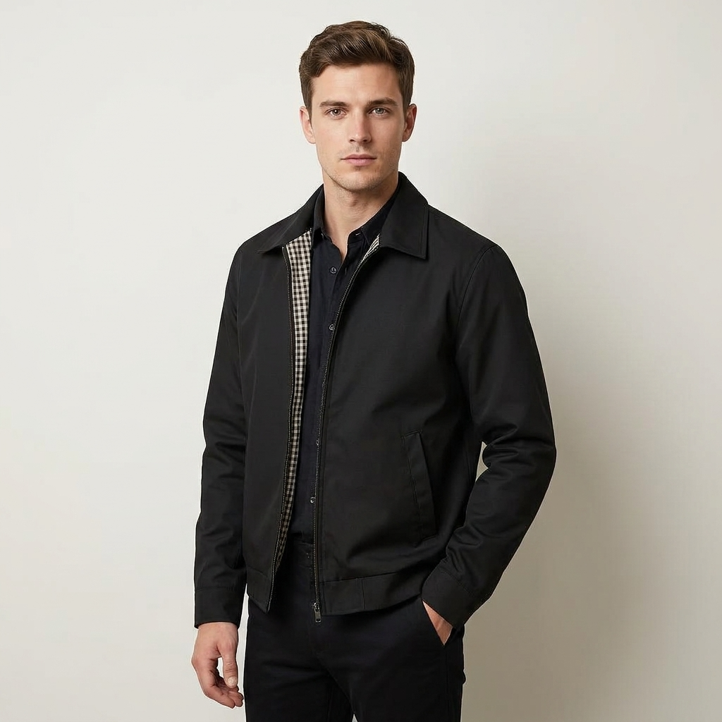 Mens Lined Zip Up Jacket Sharp Cut Low Bulk