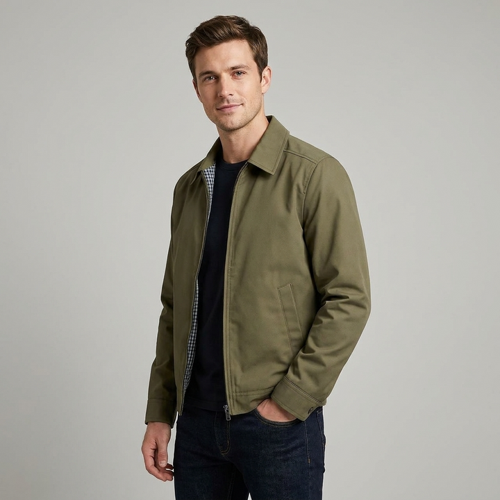 Mens Lined Zip Up Jacket Sharp Cut Low Bulk