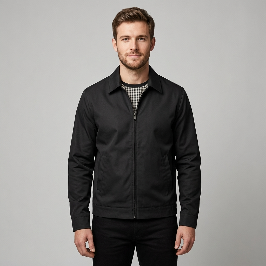Mens Lined Zip Up Jacket Sharp Cut Low Bulk