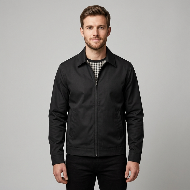 Mens Lined Zip Up Jacket Sharp Cut Low Bulk