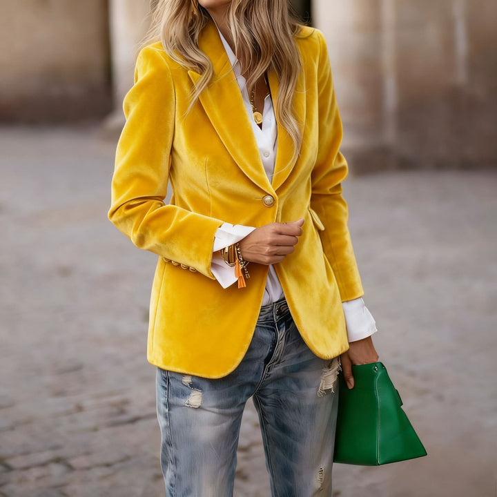 Women Velvet Blazer Structured Tailored Evening Jacket
