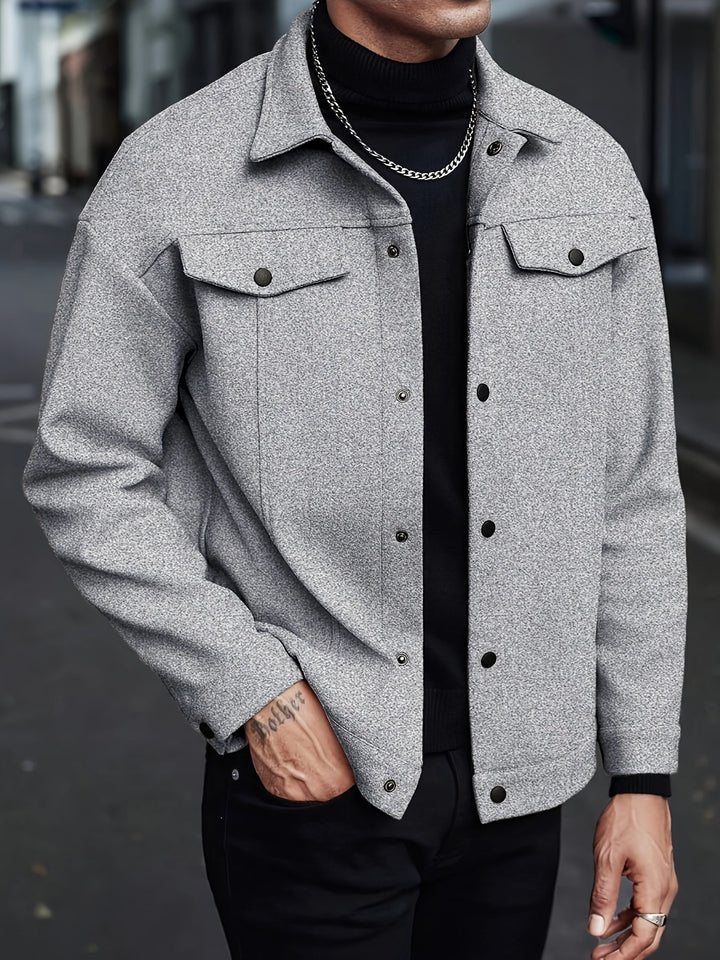 Mens Snap Button Trucker Jacket Relaxed Fit