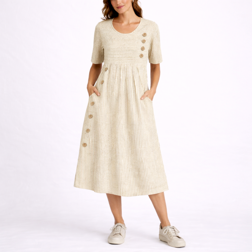 Striped Midi Dress Lightweight Casual Women
