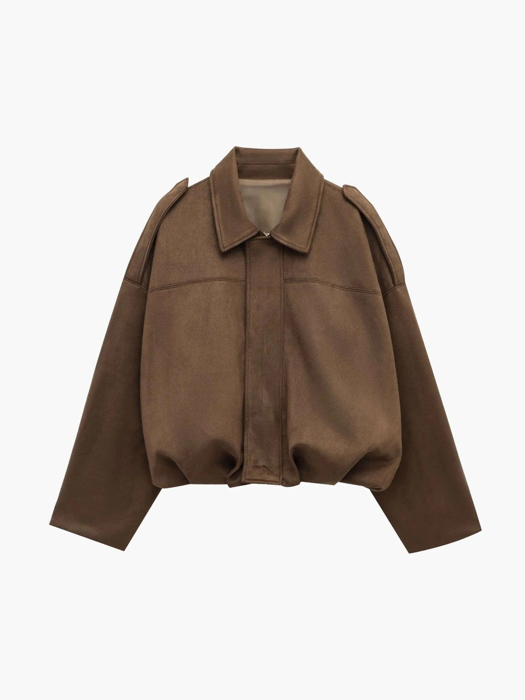 Faux Suede Collared Bomber Jacket Women