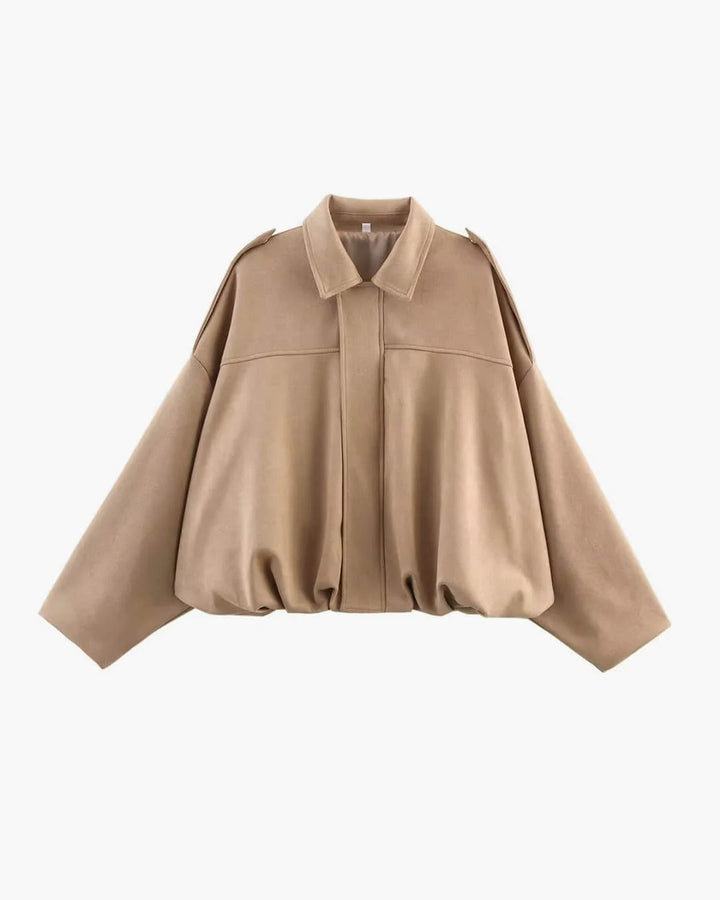 Faux Suede Collared Bomber Jacket Women