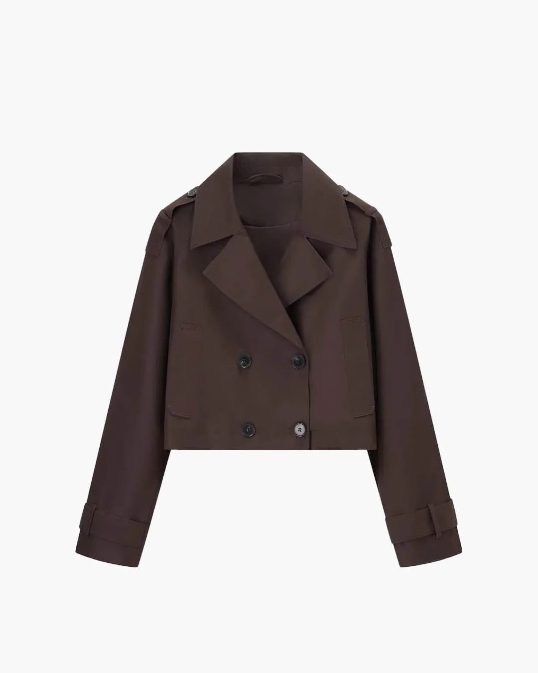 Women Short Double Breasted Trench Coat Structured