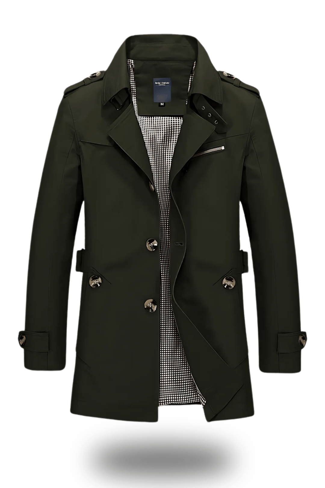 Mens Tailored Trench Coat Turned Down Collar Classic Fit