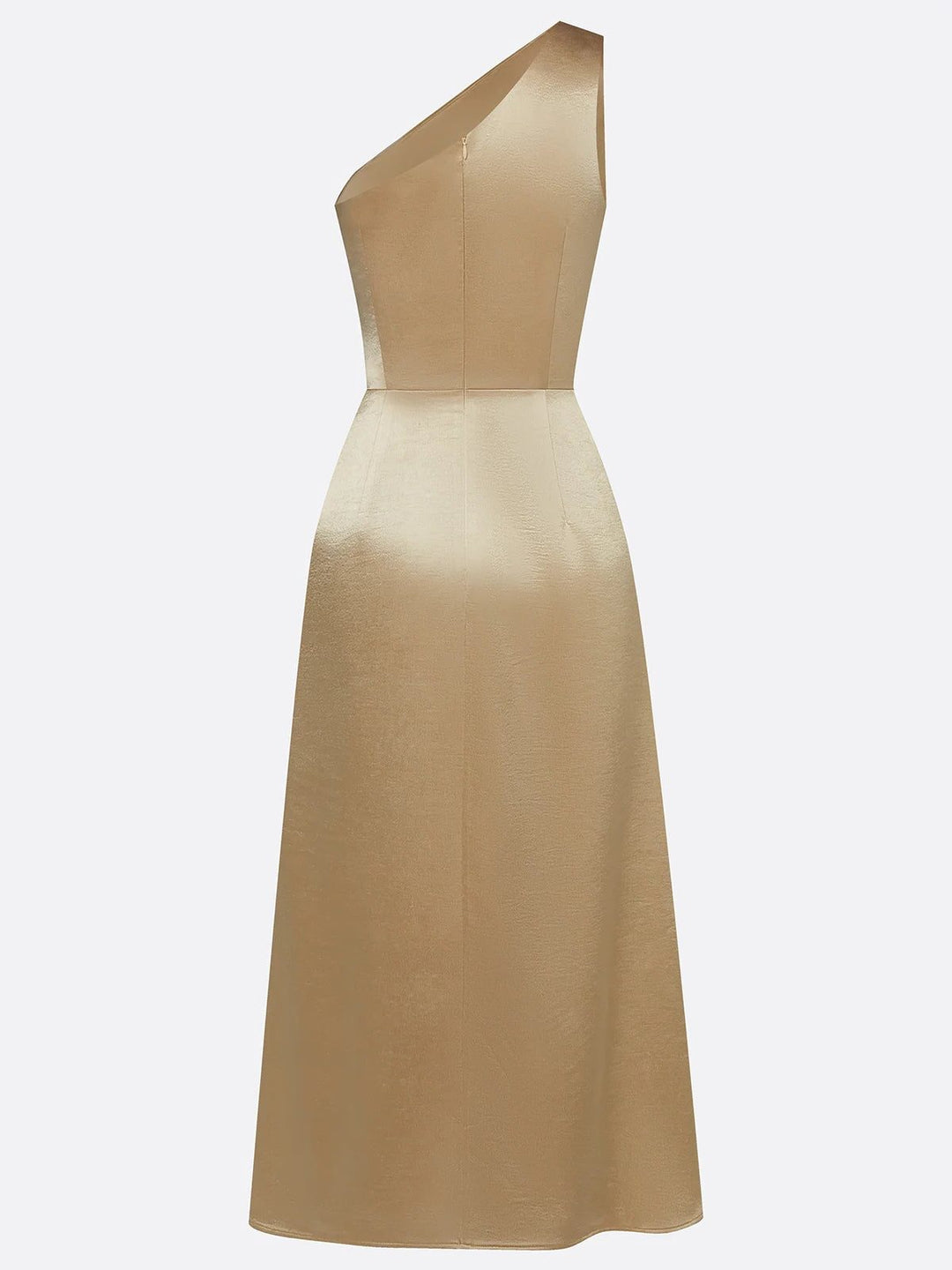 Women One Shoulder Ruched Midi Dress Wedding Guest