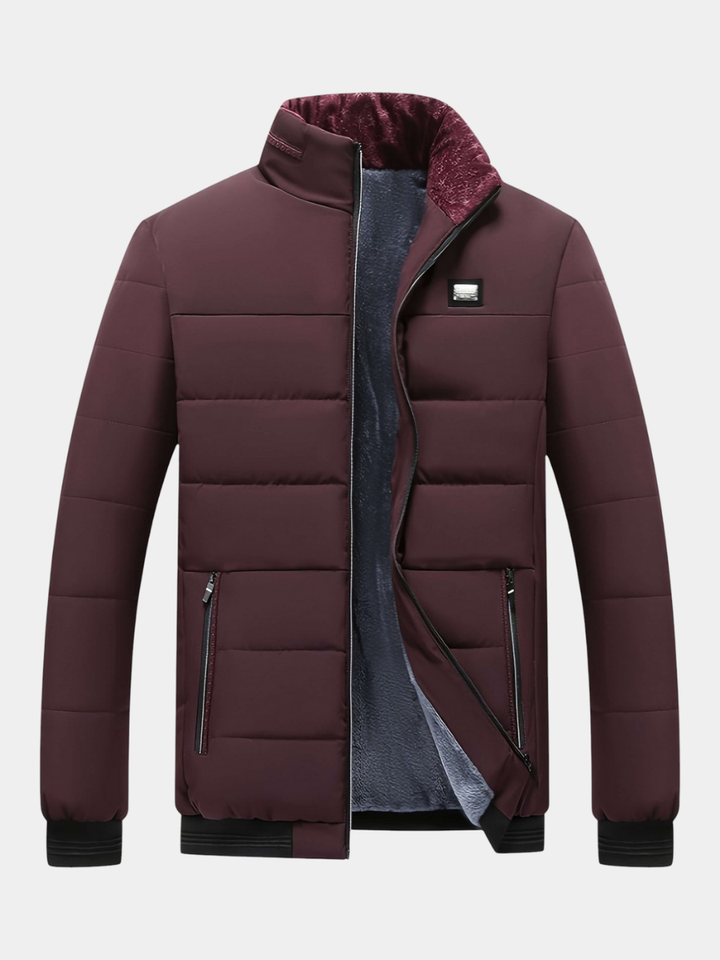 Mens Quilted Padded Stand Collar Winter Jacket
