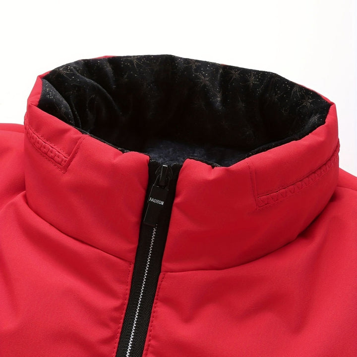 Mens Quilted Padded Stand Collar Winter Jacket