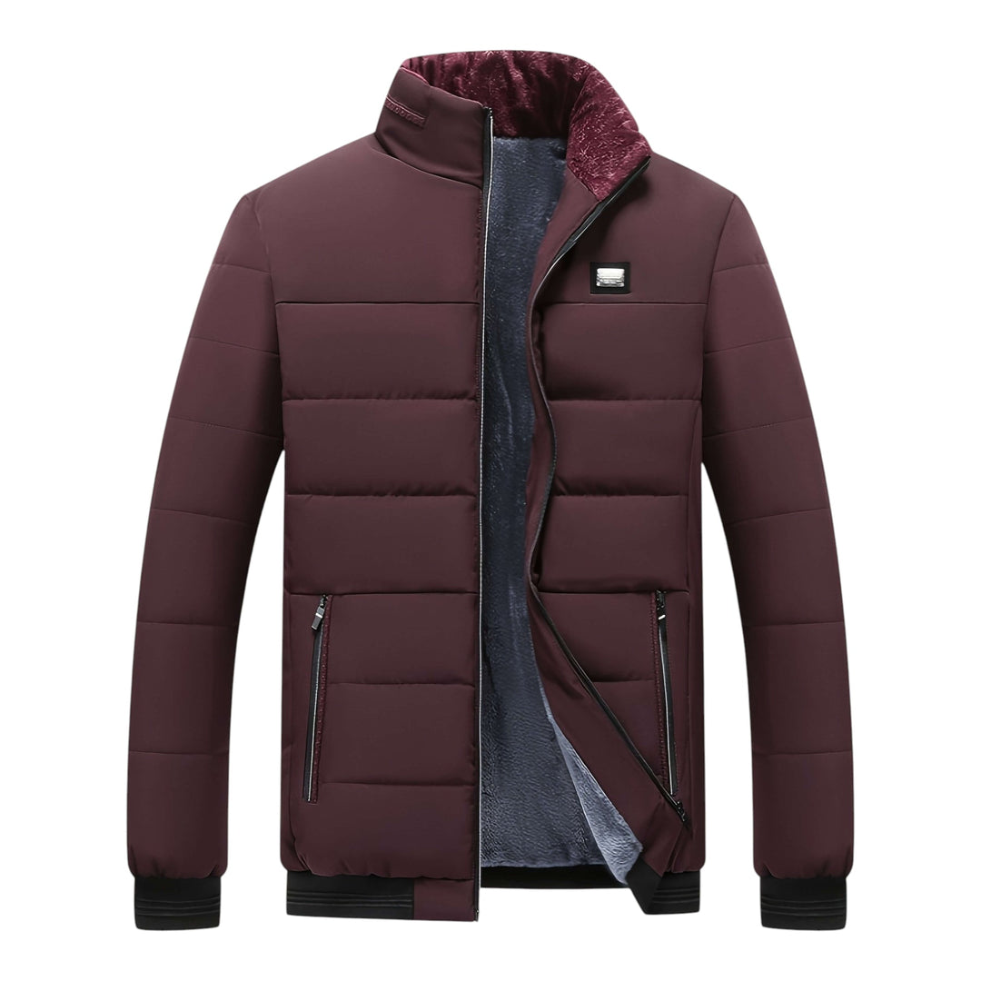 Mens Quilted Padded Stand Collar Winter Jacket