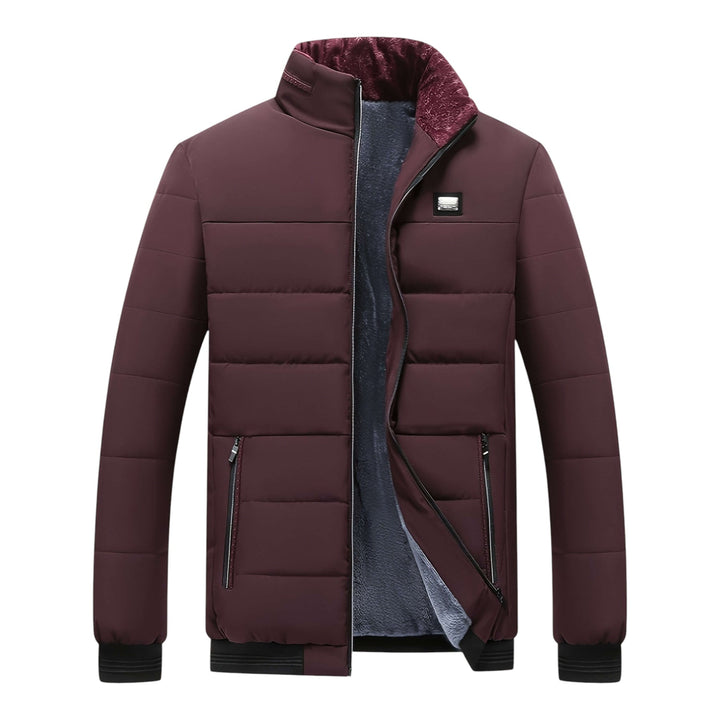 Mens Quilted Padded Stand Collar Winter Jacket