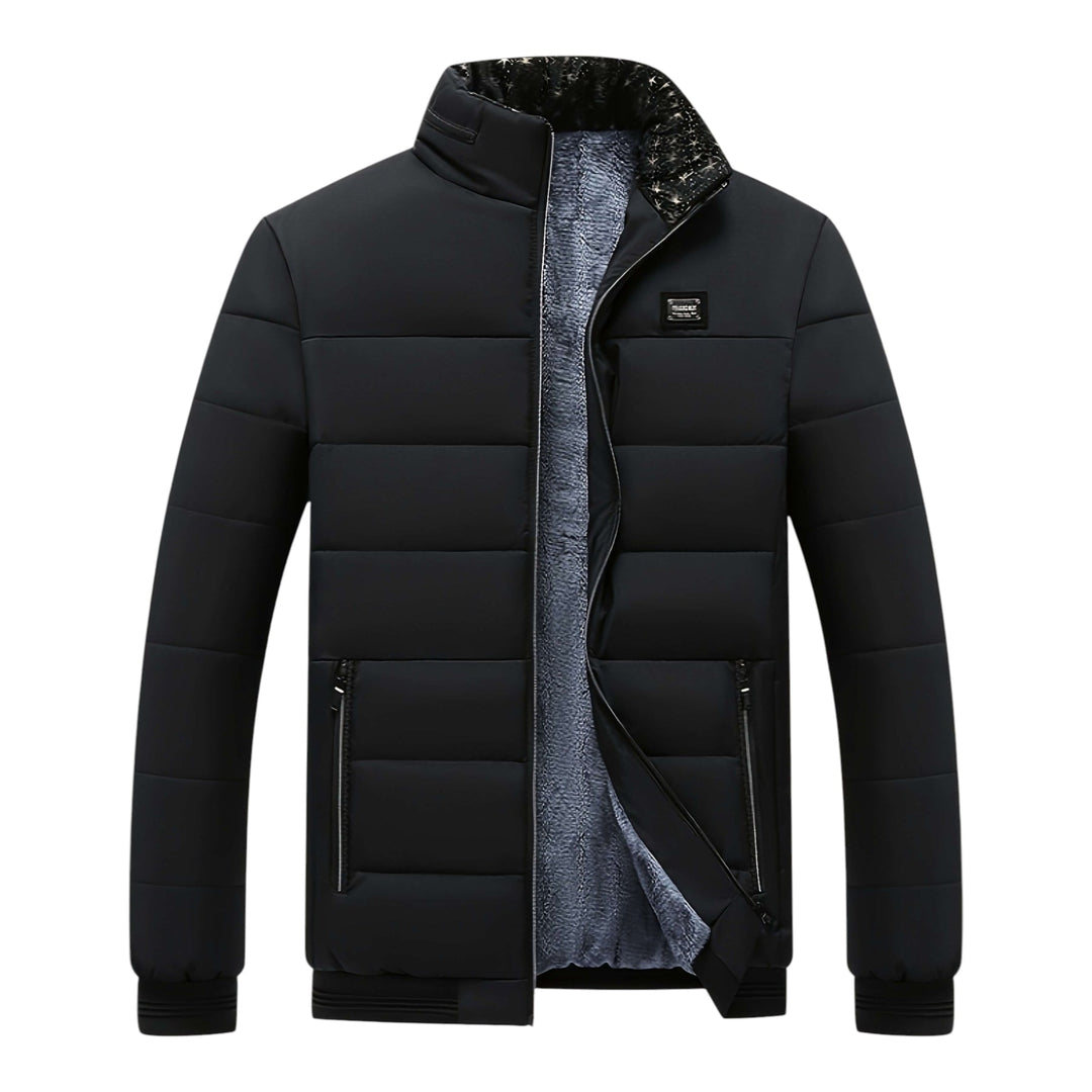Mens Quilted Padded Stand Collar Winter Jacket