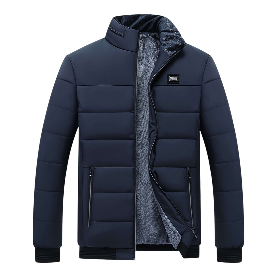 Mens Quilted Padded Stand Collar Winter Jacket