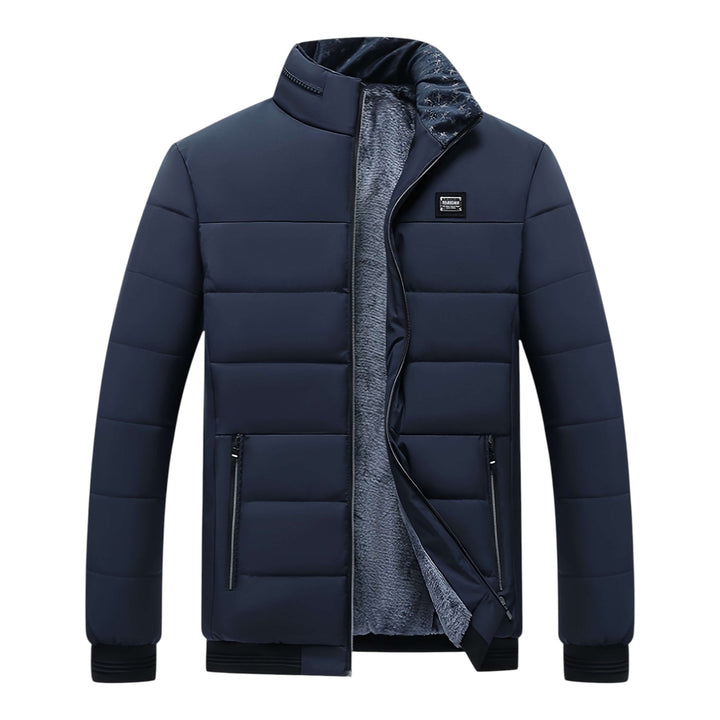 Mens Quilted Padded Stand Collar Winter Jacket