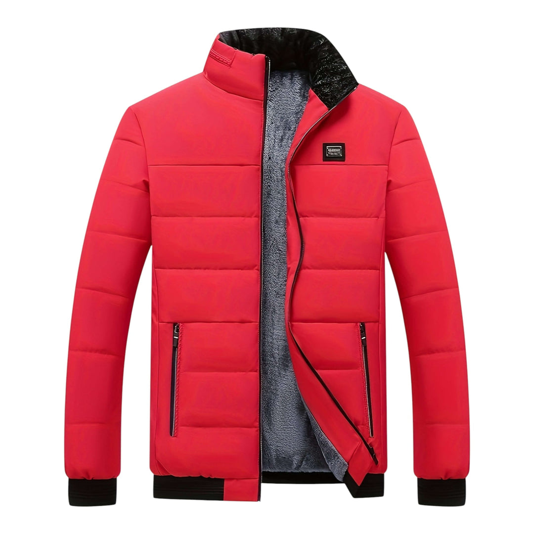 Mens Quilted Padded Stand Collar Winter Jacket