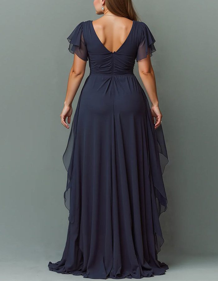 Women Maxi Dress Tiered Ruffle V-Neck Wedding Guest