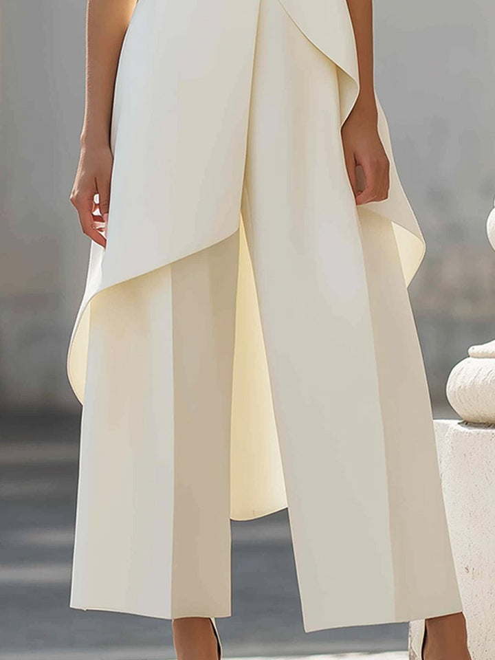 Women Sleeveless Wide Leg Trouser Two Piece Set