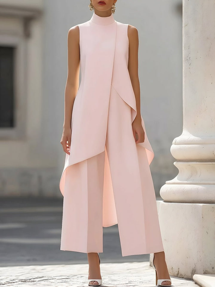 Women Sleeveless Wide Leg Trouser Two Piece Set