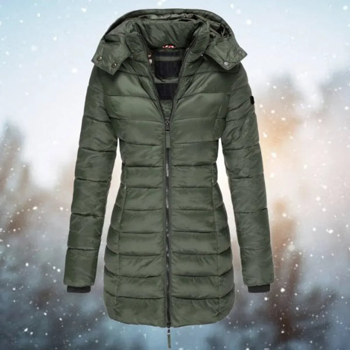 Women Long Quilted Puffer Jacket Hooded Winter Coat