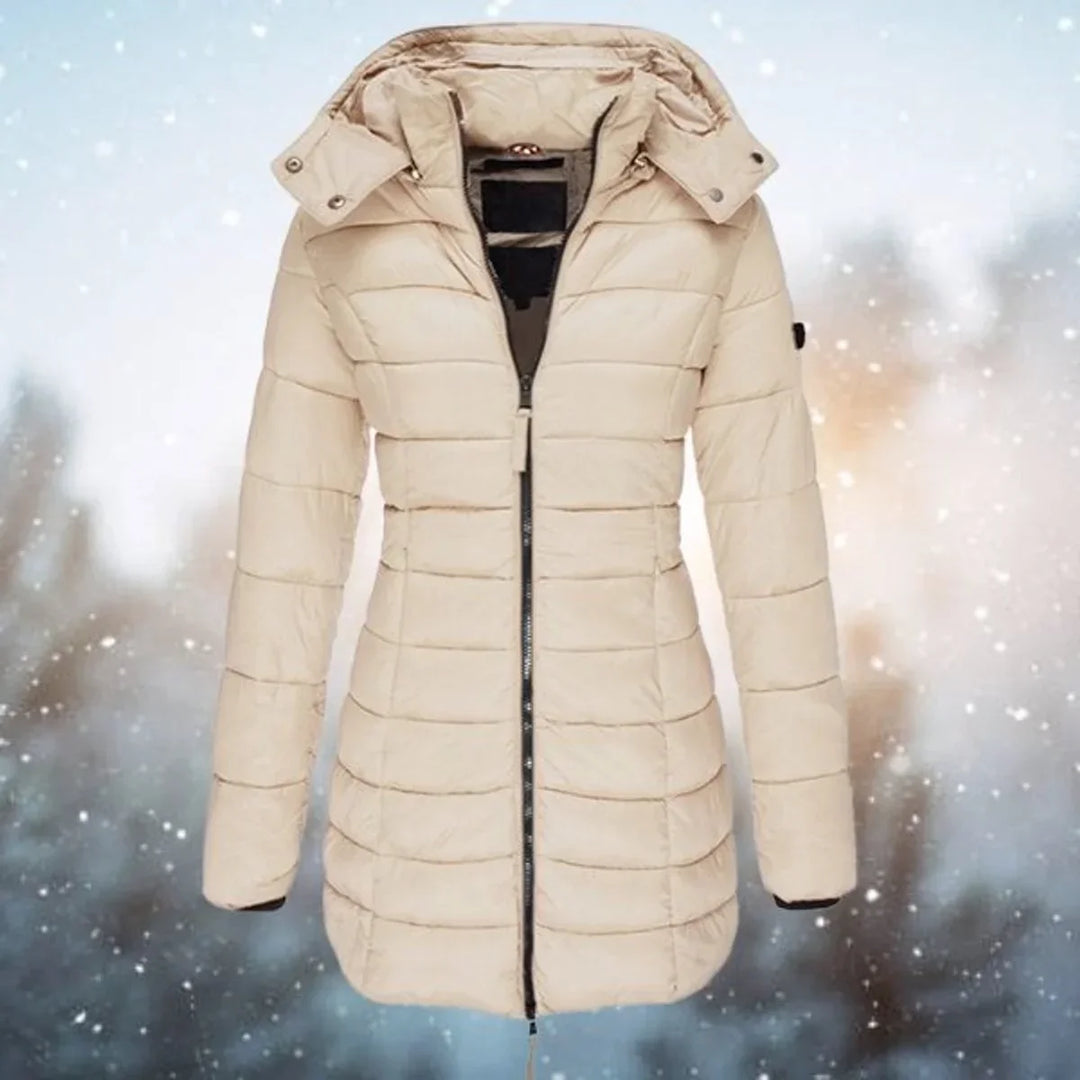 Women Long Quilted Puffer Jacket Hooded Winter Coat